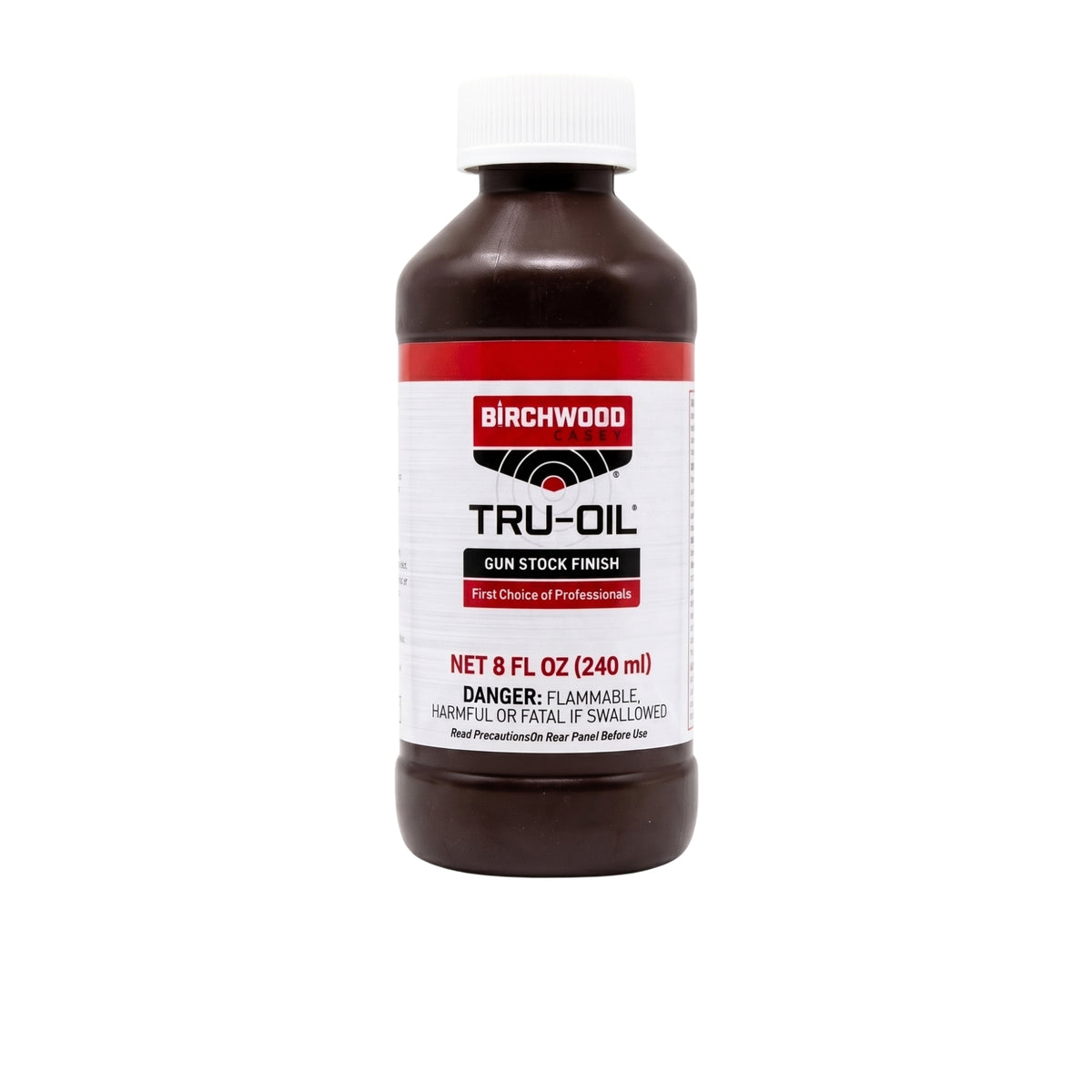Birchwood Casey Tru-Oil Gun Stock Finish flacone da 240 ml. Finitura ad olio professionale per calci di fucile e superfici in legno, ideale per protezione e lucidatura ad alta resistenza.