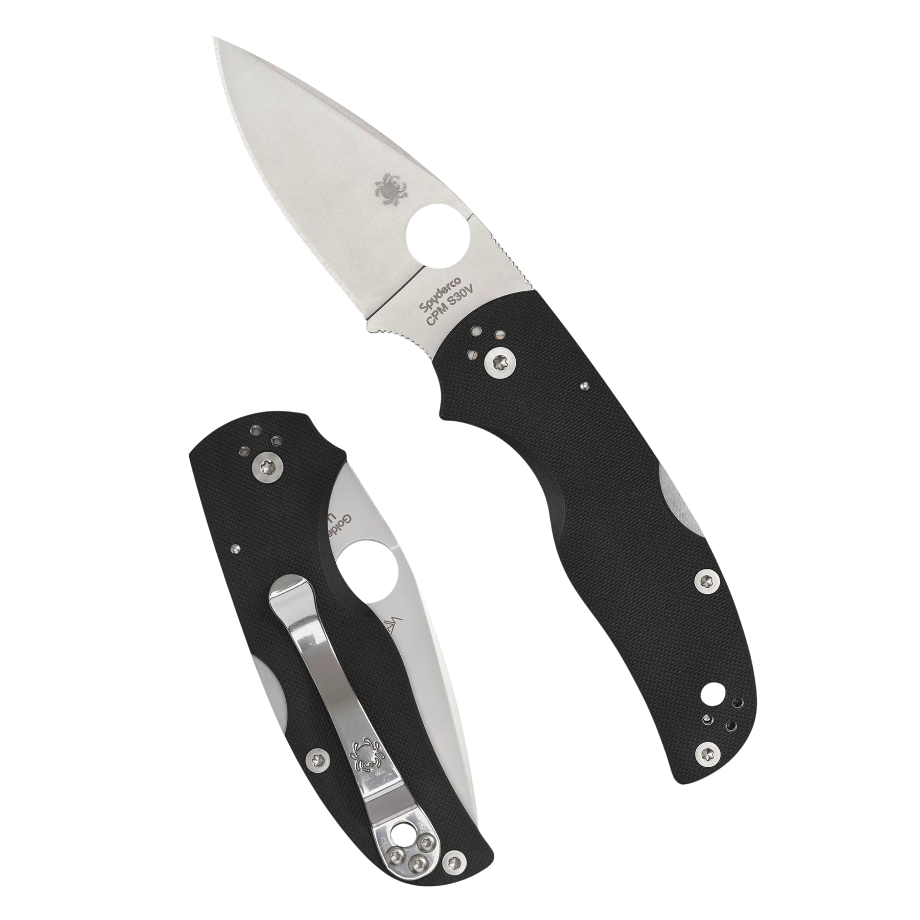 Spyderco Native 5 G-10 coltello chiudibile compatto EDC con lama a filo piano, foro Spyderco Round Hole, blocco posteriore back lock e guancette in G-10 testurizzato con clip a quattro posizioni, ideale per porto quotidiano, escursionismo e collezionismo.