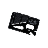 BCB Pocket Survival Tool Tessera EDC multifunzione in acciaio con righello, apribottiglie, chiavi esagonali, lama seghettata e cordino avvolto. Strumento compatto formato carta di credito ideale per kit di sopravvivenza e outdoor.