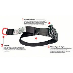RCR MEDICAL X8T-T2G TACTICAL TOURNIQUET laccio emostatico tattico con sistema di tensionamento a verricello per controllo emorragie equipaggiamento medico primo soccorso