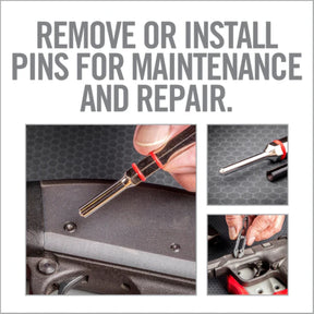 Set di cacciaspine Real Avid Accu-Punch 11-Piece Roll Pin Punch Set, kit di attrezzi di precisione per armaioli, include 11 punte in acciaio per perni a rullo, fornito in una custodia rigida trasparente e rossa per l'organizzazione e il trasporto