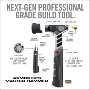 Real Avid Armorer's Master Hammer & Accu-Punch 11-Piece Standard Pin Punch Set: Kit professionale per manutenzione armi. Include un martello ergonomico con 4 testine intercambiabili (acciaio, ottone, nylon, gomma) e un set di 11 cacciaspine in acciaio temprato con custodia rigida e supporto Pin Alignment Tool. Ideale per lavorazioni di precisione e rimozione sicura dei perni.