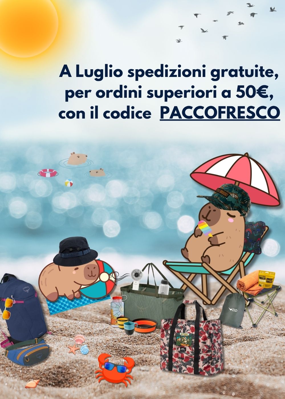 spese di spedizione gratuita per tutti gli ordini superiori a 50€ su backpacco.it con il codice PACCOFRESCO