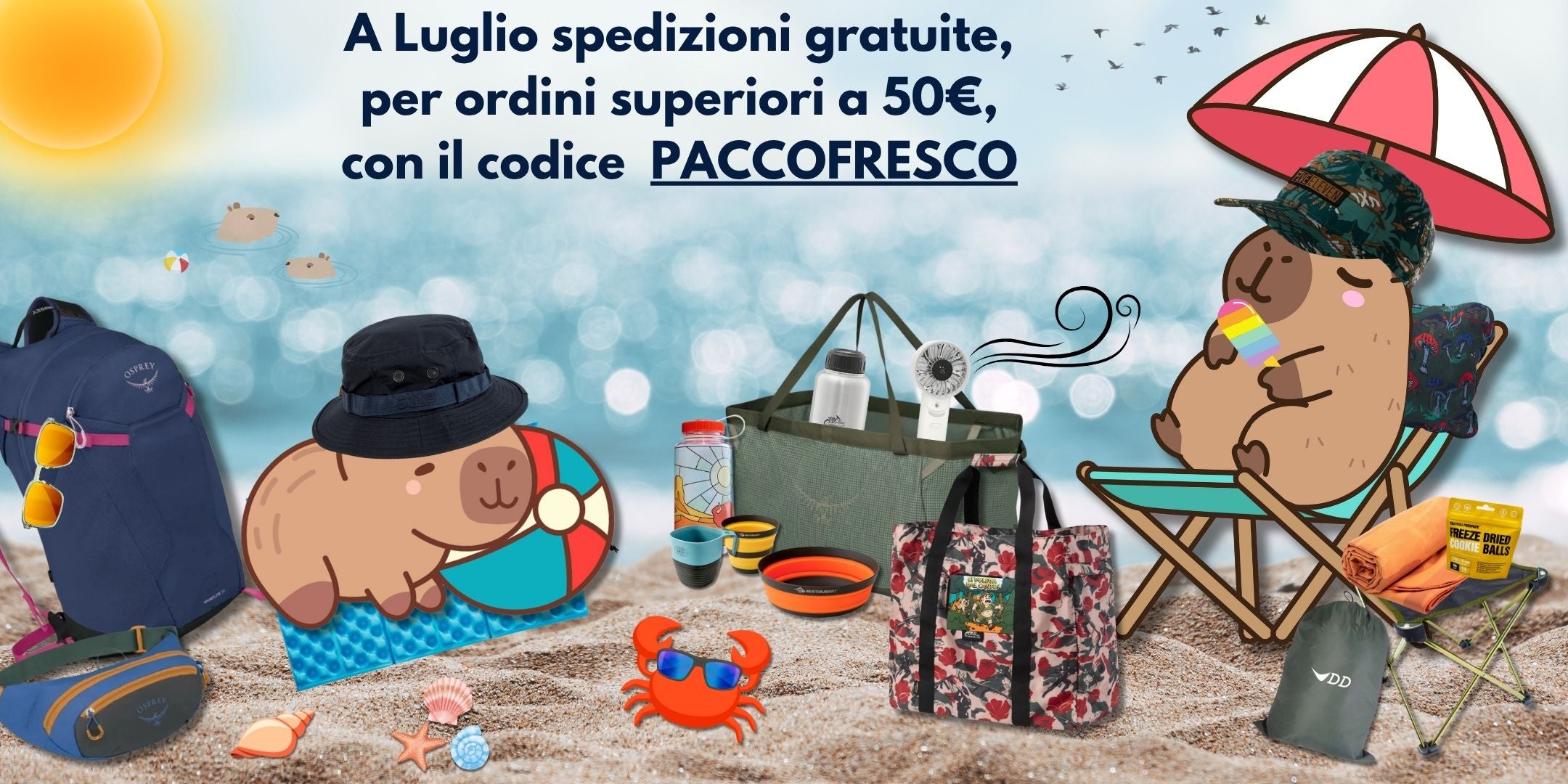 spese di spedizione gratuita per tutti gli ordini superiori a 50€ su backpacco.it con il codice PACCOFRESCO