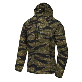 Giacca a vento Helikon-Tex Tramontane in Windpack Nylon, colore Tiger Stripe, vista frontale — ultraleggera, antivento e comprimibile