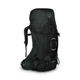 Osprey Aether 55 zaino tecnico da trekking da 55 litri con schienale regolabile AirScape, cintura Fit-on-the-Fly, accesso frontale con cerniera a U, attacchi per bastoncini e copertura antipioggia integrata, ideale per escursioni plurigiornaliere e backpacking.