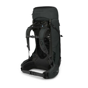 Osprey Aether 55 zaino tecnico da trekking da 55 litri con schienale regolabile AirScape, cintura Fit-on-the-Fly, accesso frontale con cerniera a U, attacchi per bastoncini e copertura antipioggia integrata, ideale per escursioni plurigiornaliere e backpacking.