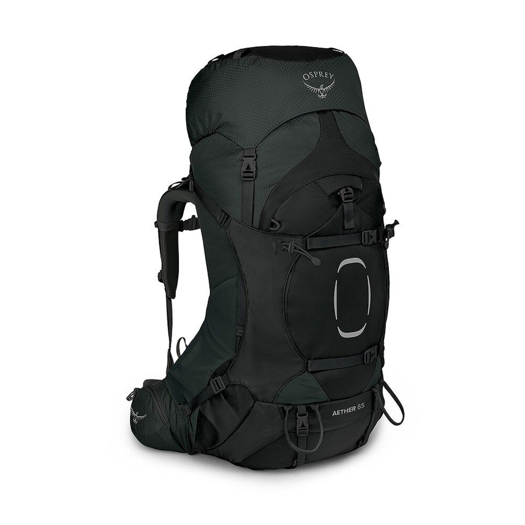 Osprey Aether 65 zaino da trekking ed escursionismo uomo da 65 litri con schienale AirScape regolabile, cinghie di compressione, tasche frontali e attacchi per bastoncini vista laterale per outdoor su Backpacco