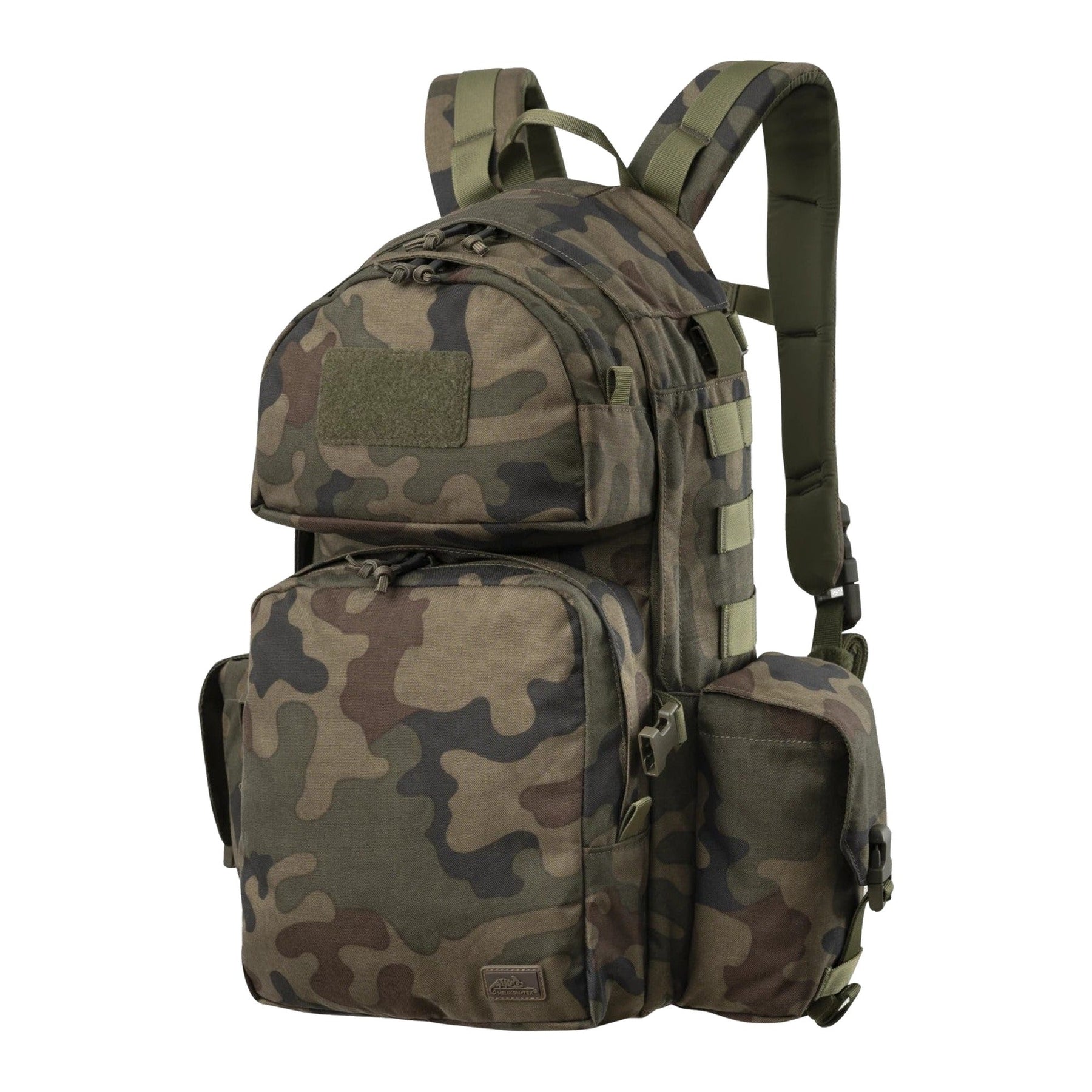 Zaino tattico Helikon-Tex Ambush Backpack in Cordura 500D da 22,8 litri con beavertail, spallacci a sgancio rapido e scomparto per sacca idrica, colore PL Woodland