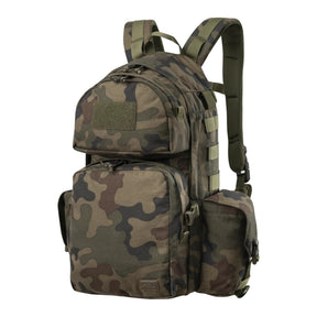 Zaino tattico Helikon-Tex Ambush Backpack in Cordura 500D da 22,8 litri con beavertail, spallacci a sgancio rapido e scomparto per sacca idrica, colore PL Woodland