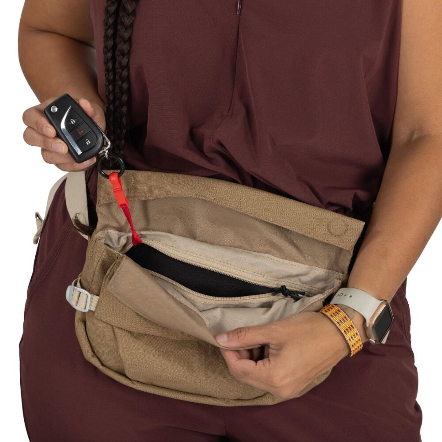 Marsupio Osprey Arcane Hip Bag da 2 litri, borsa a vita con patta magnetica e fibbie di chiusura, ideale per uso urbano e EDC
