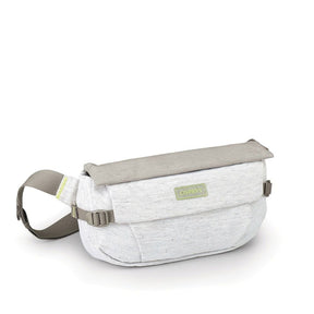 Marsupio ecologico Osprey Arcane Earth Hip Bag da 2 litri, colore Pediment Gray (bianco e grigio chiaro melange), realizzato con materiali riciclati, con patta di chiusura magnetica e fibbie, ideale per uso urbano e EDC