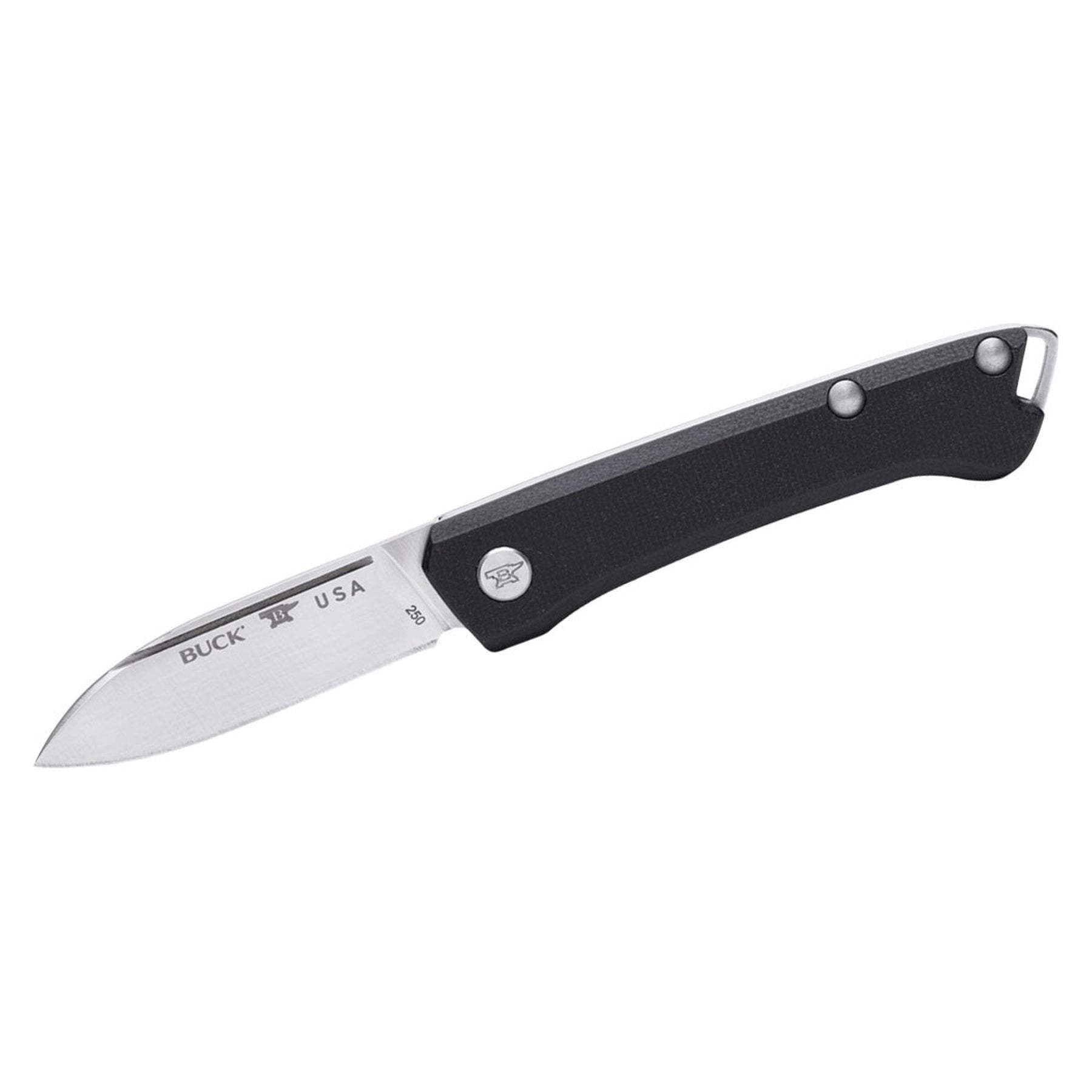Buck 250 SAUNTER Micarta nera, drop point