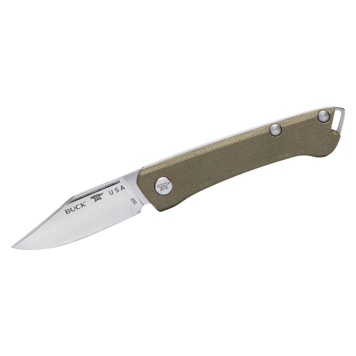 Buck 250 SAUNTER Micarta verde, clip