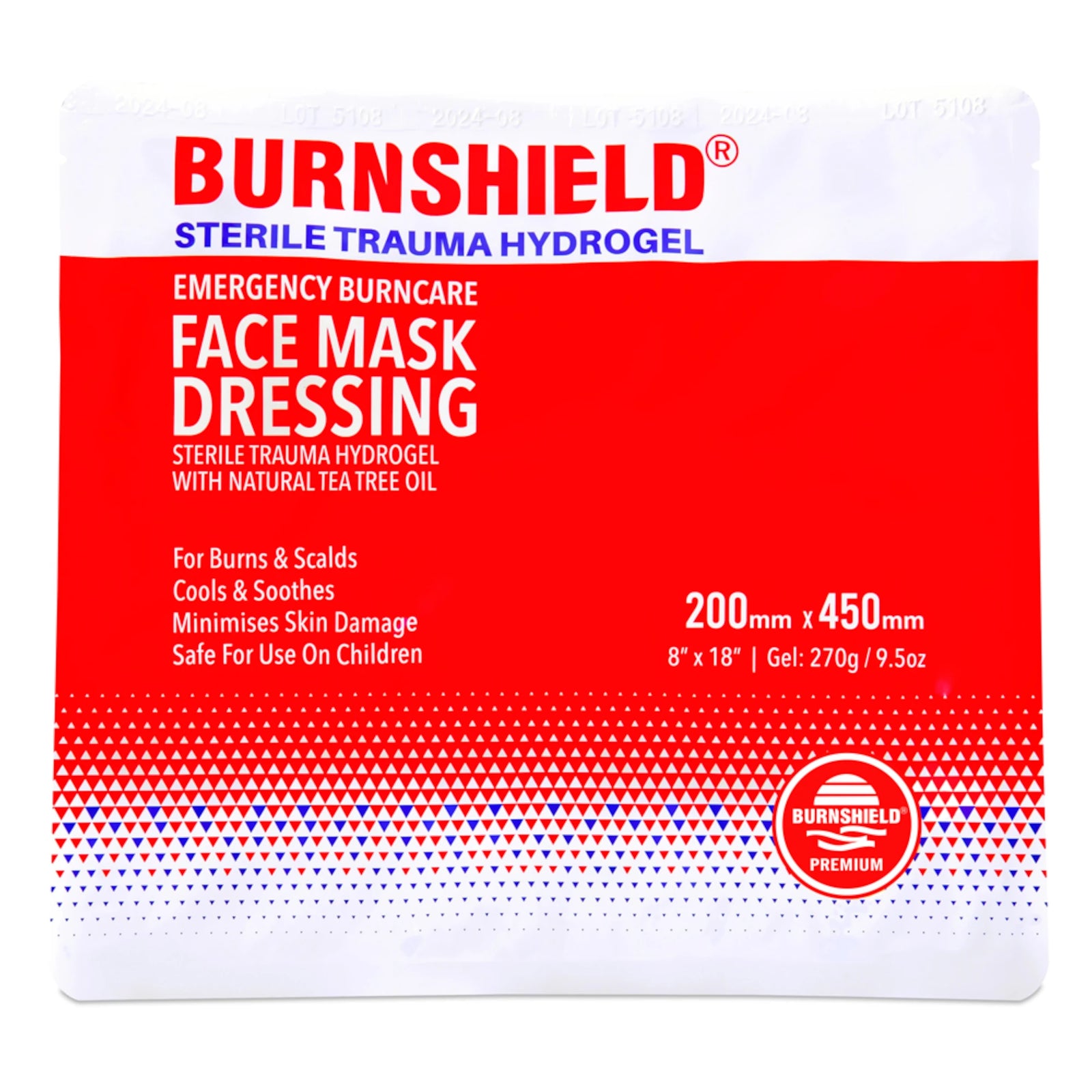 burnshield face mask dressing 200 x 450 mm