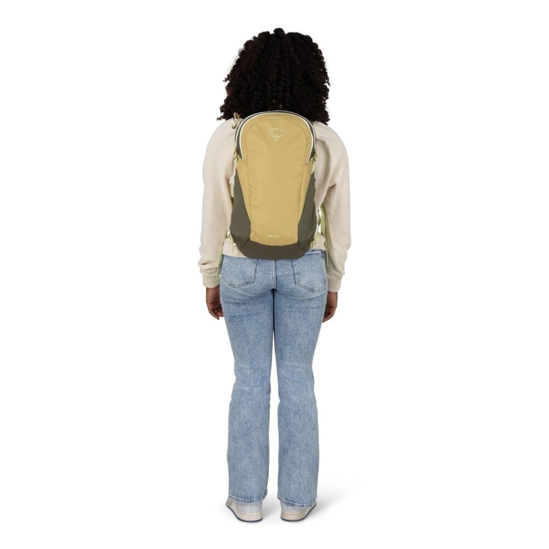 Osprey Daylite zaino compatto multiuso da 13 litri con spallacci in rete traspirante, scomparto principale con zip, tasche laterali in rete e cinghia sternale vista laterale per outdoor ed uso quotidiano su Backpacco
