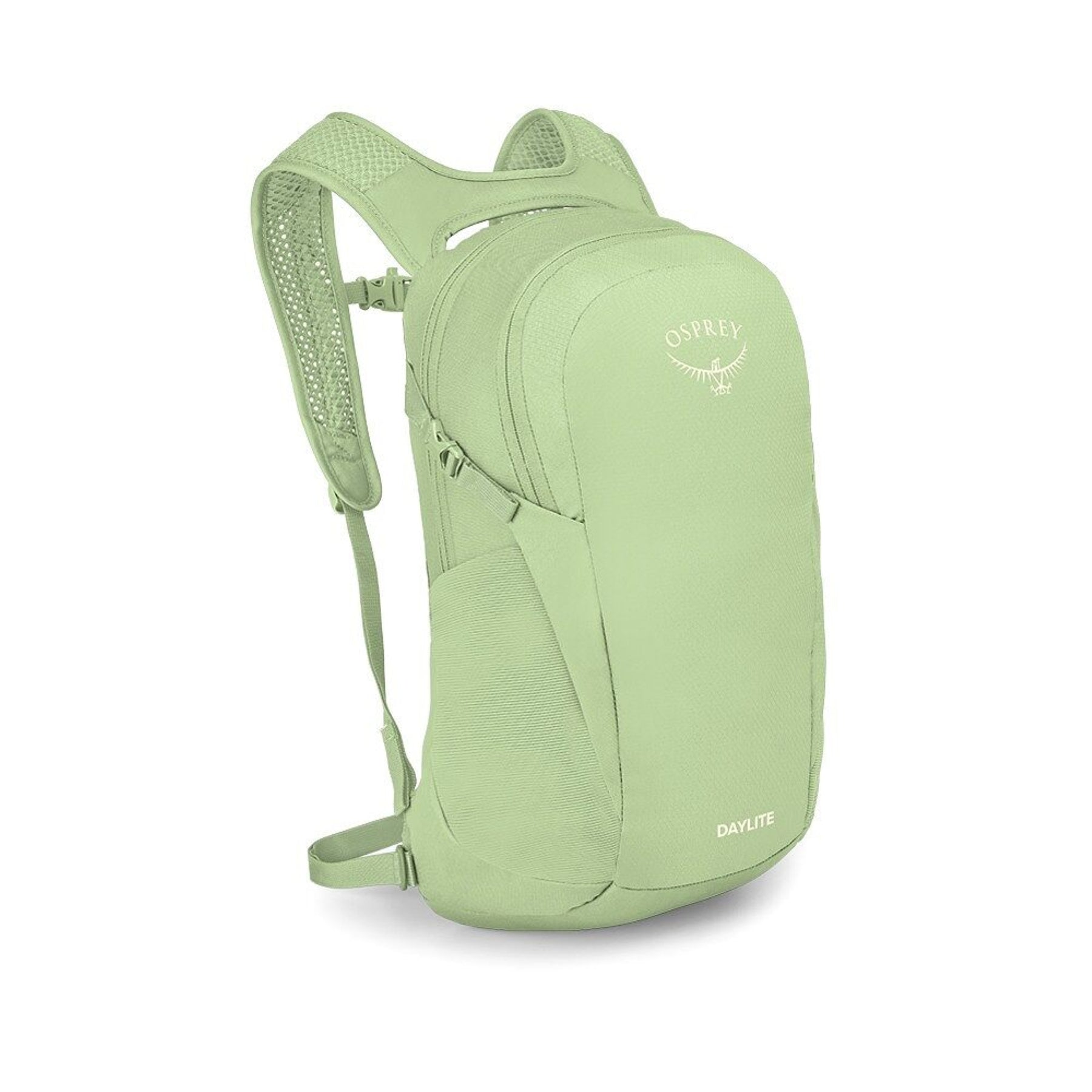 Osprey Daylite zaino compatto multiuso da 13 litri con spallacci in rete traspirante, scomparto principale con zip, tasche laterali in rete e cinghia sternale vista laterale per outdoor ed uso quotidiano su Backpacco
