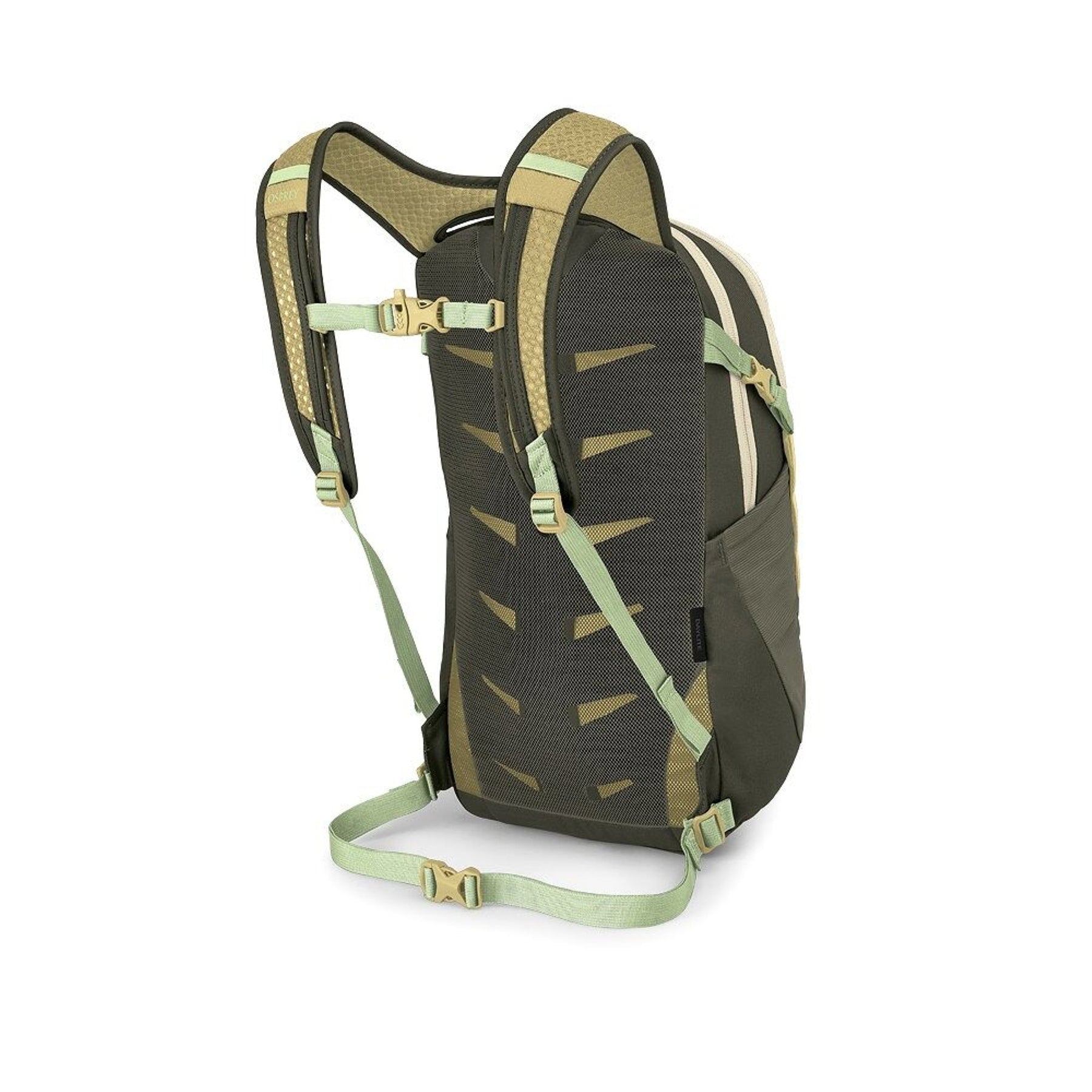 Osprey Daylite zaino compatto multiuso da 13 litri con spallacci in rete traspirante, scomparto principale con zip, tasche laterali in rete e cinghia sternale vista laterale per outdoor ed uso quotidiano su Backpacco