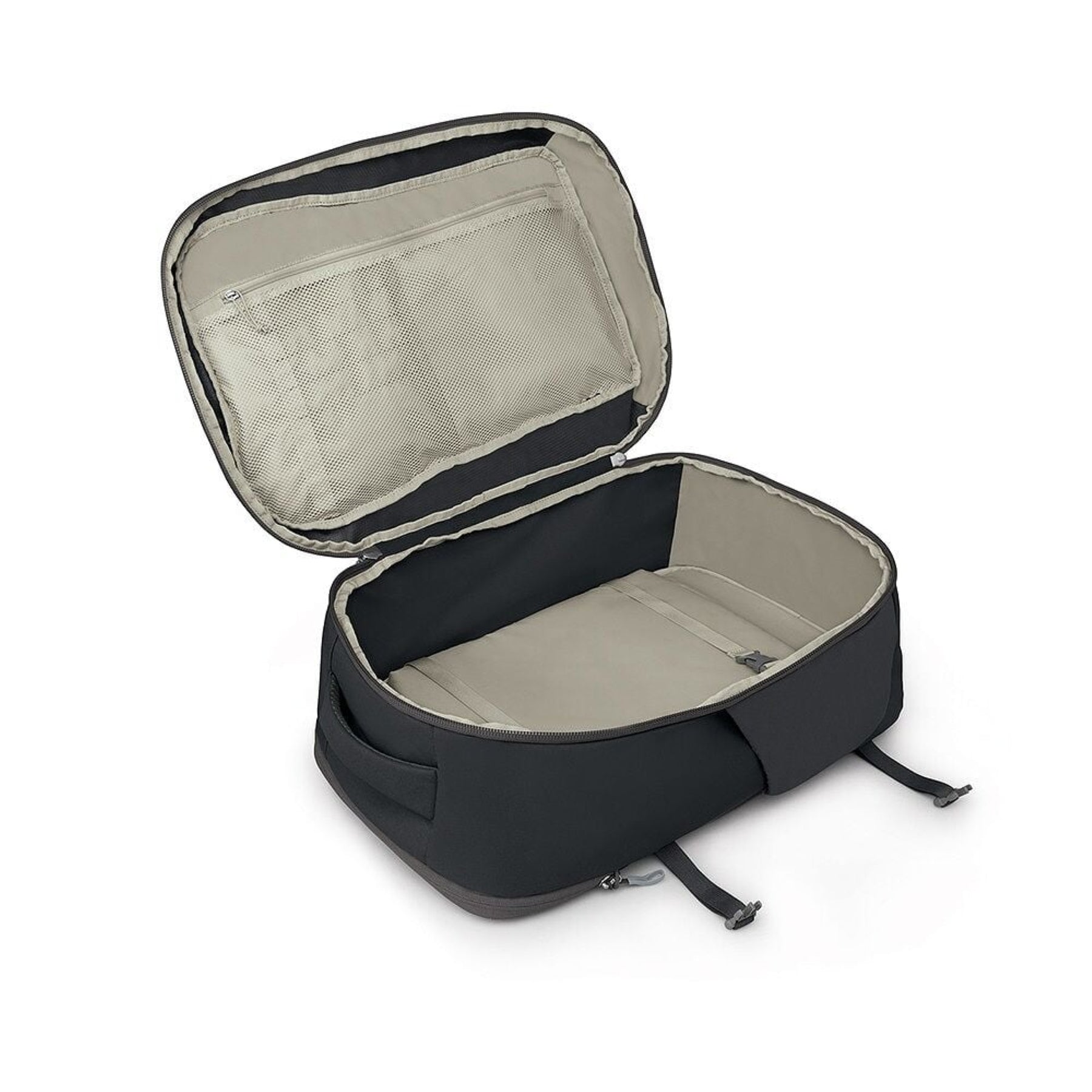 OSPREY DAYLITE CARRY-ON TRAVEL PACK 44 Zaino da viaggio da 44 Litri per bagaglio a mano. In tessuto sostenibile e resistente, con apertura a valigia, scomparto imbottito per laptop e cintura in vita rimovibile per viaggi aerei.