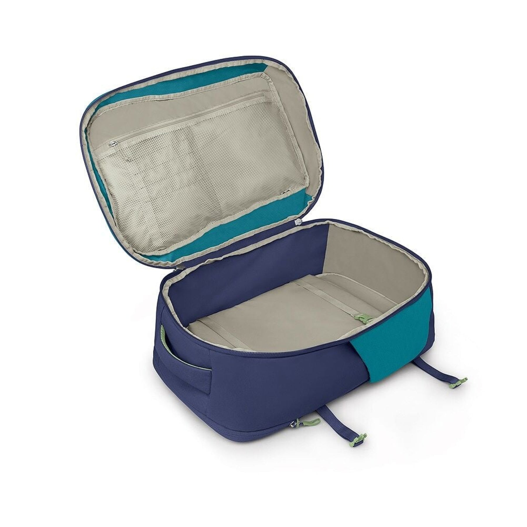 OSPREY DAYLITE CARRY-ON TRAVEL PACK 44 Zaino da viaggio da 44 Litri per bagaglio a mano. In tessuto sostenibile e resistente, con apertura a valigia, scomparto imbottito per laptop e cintura in vita rimovibile per viaggi aerei.