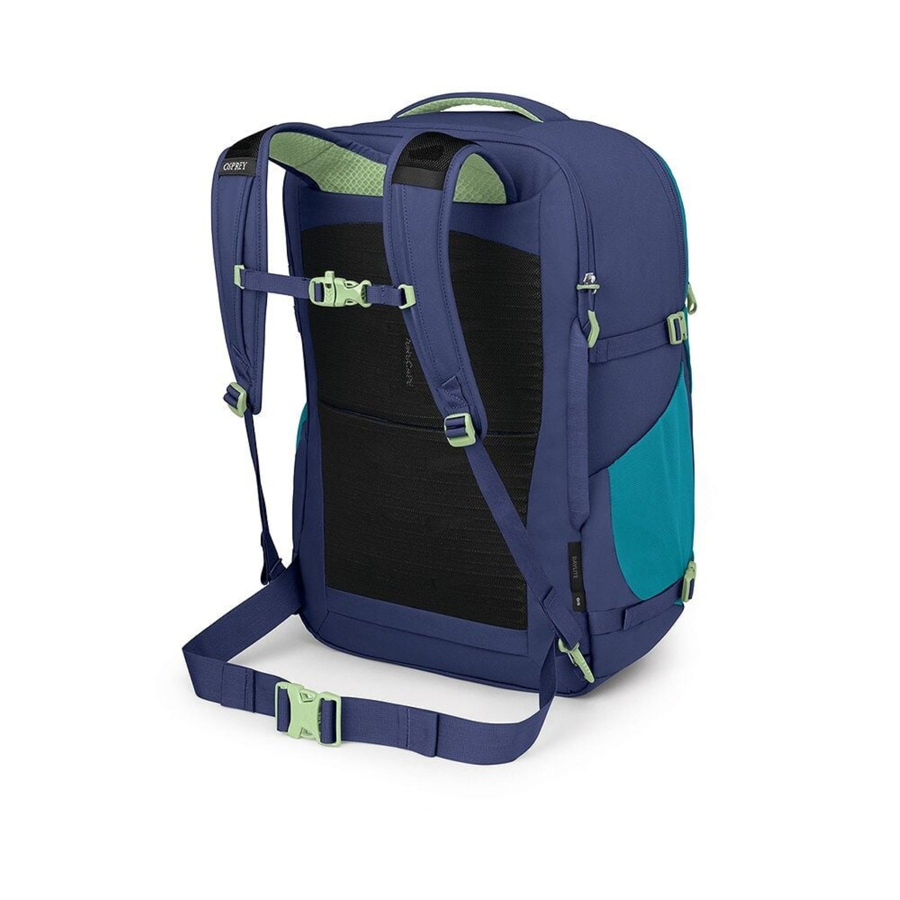OSPREY DAYLITE CARRY-ON TRAVEL PACK 44 Zaino da viaggio da 44 Litri per bagaglio a mano. In tessuto sostenibile e resistente, con apertura a valigia, scomparto imbottito per laptop e cintura in vita rimovibile per viaggi aerei.