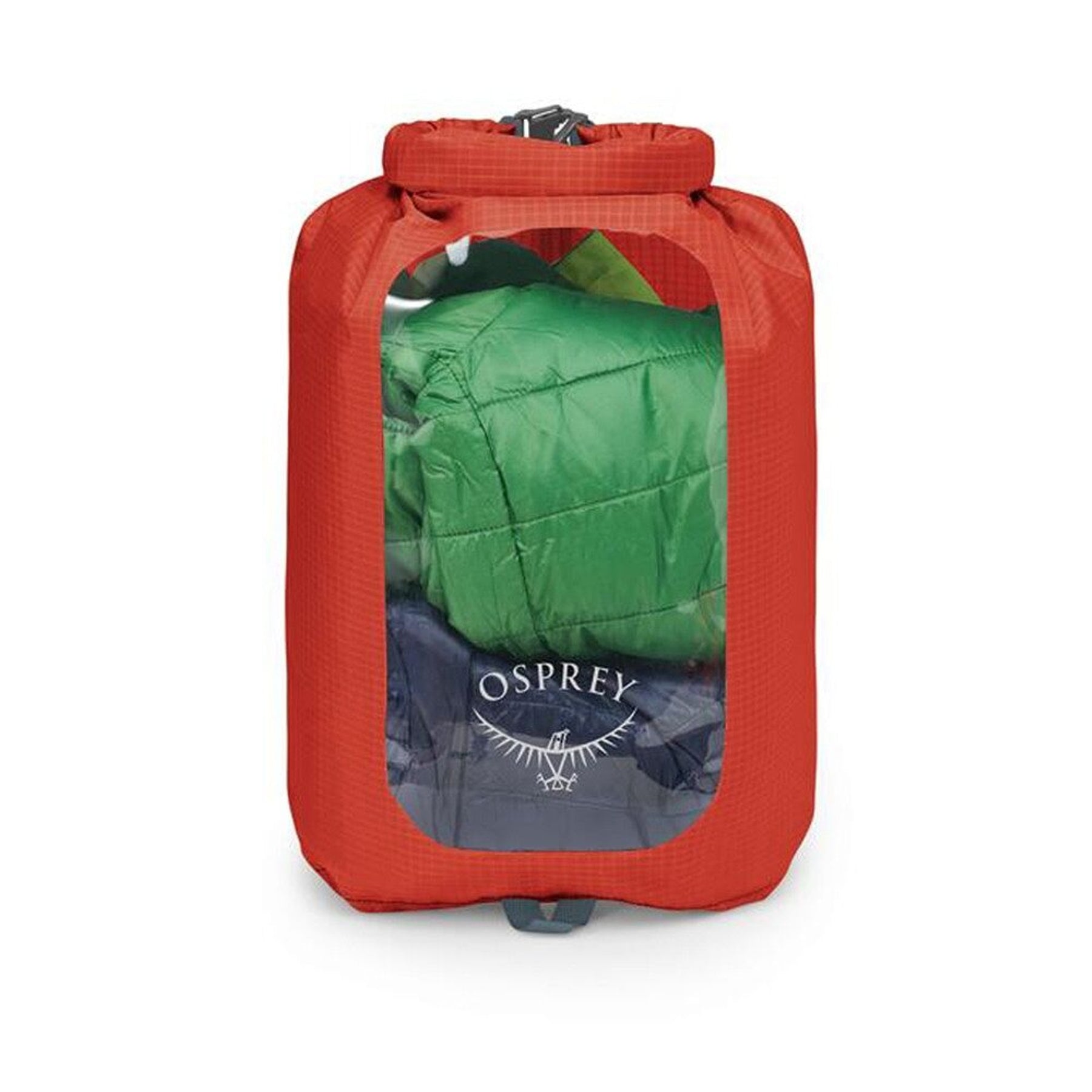 Sacca stagna ultraleggera Osprey Ultralight Dry Sack W/ Window in diverse capacità), con chiusura roll-top impermeabile e finestra trasparente per l'identificazione rapida del contenuto, disponibile nei colori blu petrolio (Waterfront Blue), arancione (Mars Orange) e nero