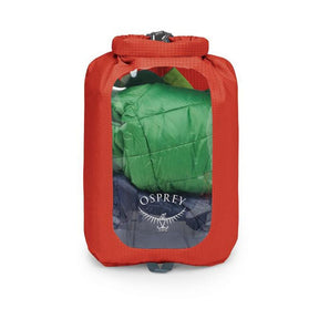Sacca stagna ultraleggera Osprey Ultralight Dry Sack W/ Window in diverse capacità), con chiusura roll-top impermeabile e finestra trasparente per l'identificazione rapida del contenuto, disponibile nei colori blu petrolio (Waterfront Blue), arancione (Mars Orange) e nero