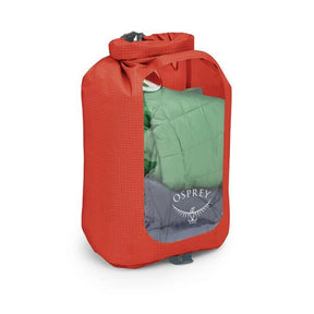 Sacca stagna ultraleggera Osprey Ultralight Dry Sack W/ Window in diverse capacità), con chiusura roll-top impermeabile e finestra trasparente per l'identificazione rapida del contenuto, disponibile nei colori blu petrolio (Waterfront Blue), arancione (Mars Orange) e nero