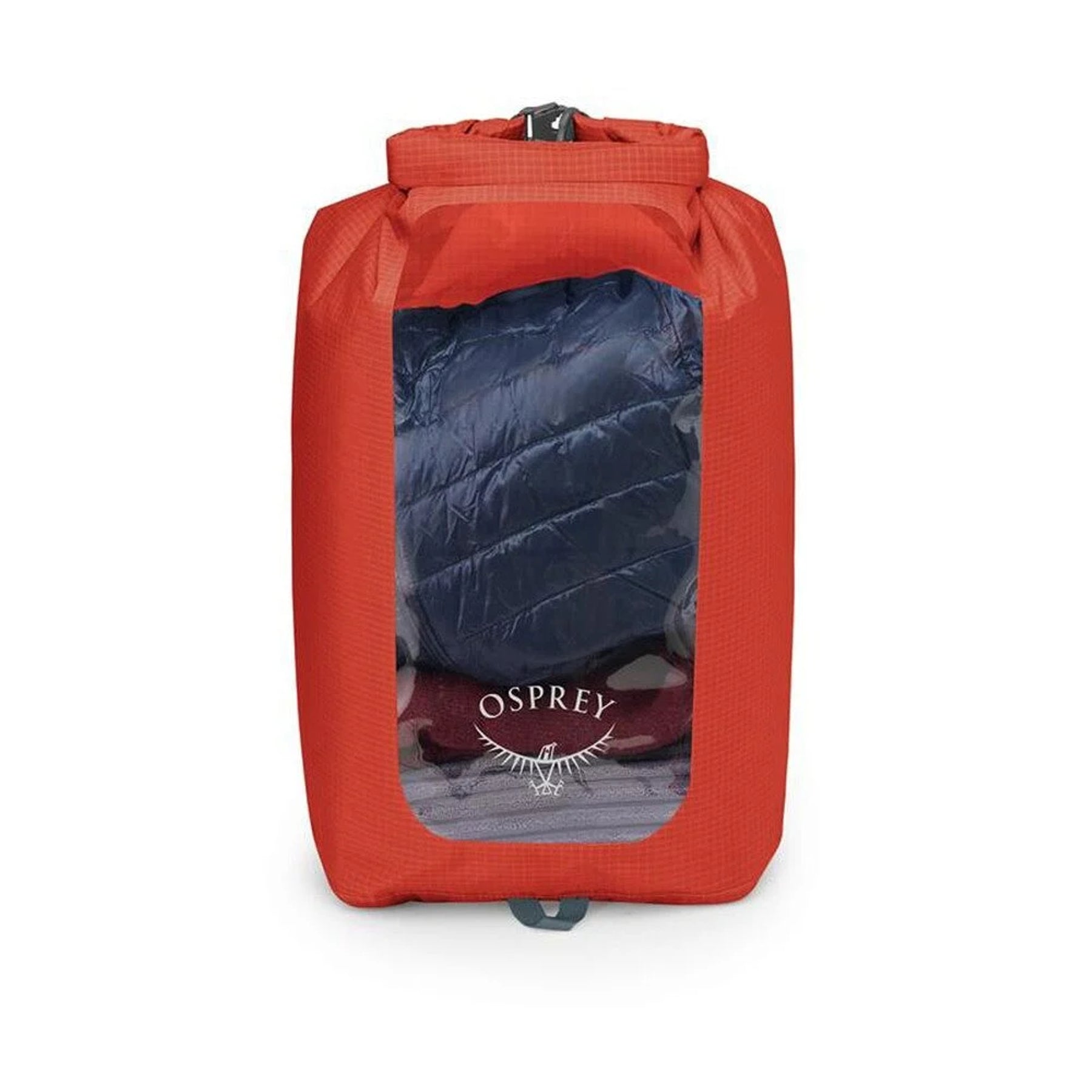 Sacca stagna ultraleggera Osprey Ultralight Dry Sack W/ Window in diverse capacità), con chiusura roll-top impermeabile e finestra trasparente per l'identificazione rapida del contenuto, disponibile nei colori blu petrolio (Waterfront Blue), arancione (Mars Orange) e nero