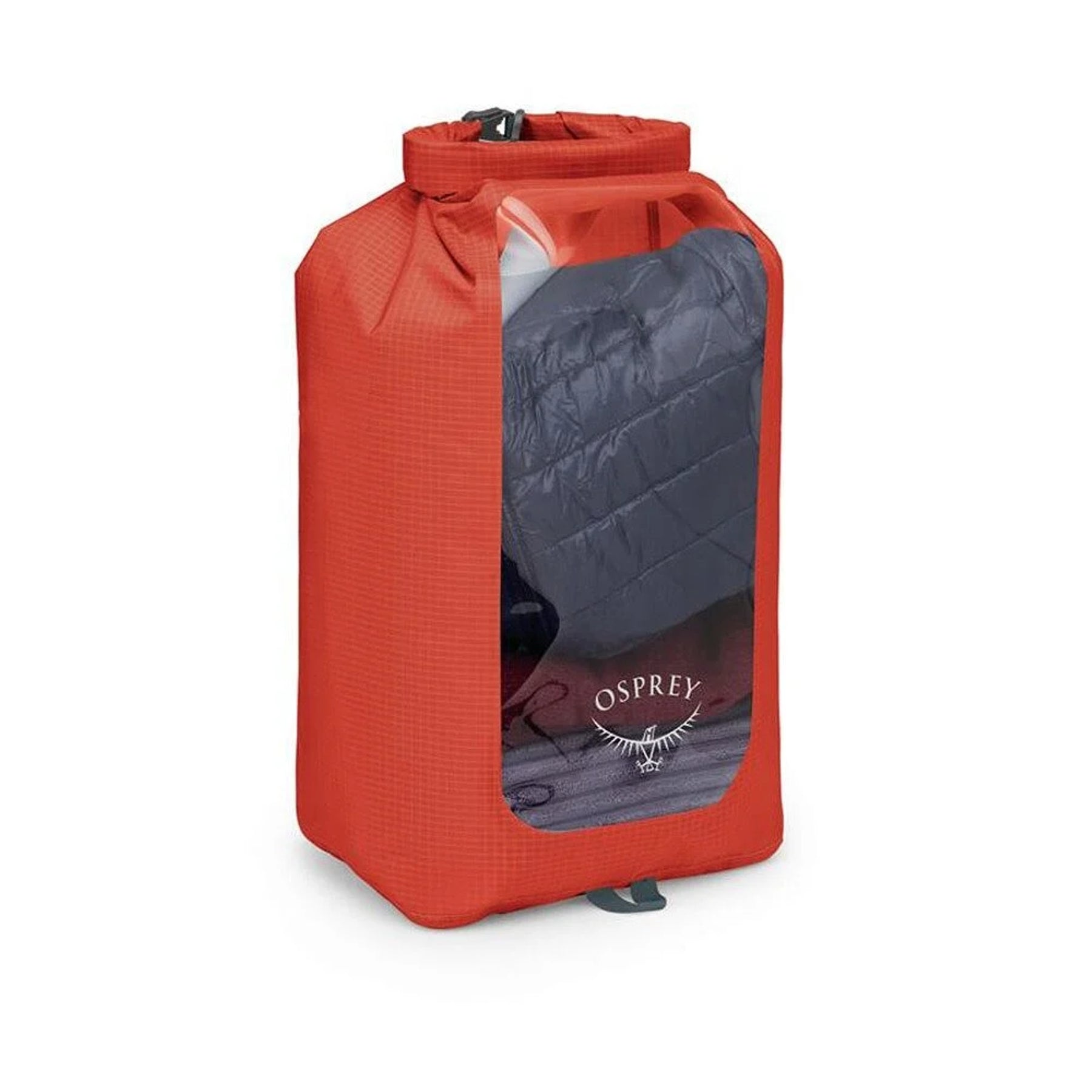 Sacca stagna ultraleggera Osprey Ultralight Dry Sack W/ Window in diverse capacità), con chiusura roll-top impermeabile e finestra trasparente per l'identificazione rapida del contenuto, disponibile nei colori blu petrolio (Waterfront Blue), arancione (Mars Orange) e nero