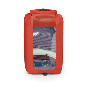 Sacca stagna ultraleggera Osprey Ultralight Dry Sack W/ Window in diverse capacità), con chiusura roll-top impermeabile e finestra trasparente per l'identificazione rapida del contenuto, disponibile nei colori blu petrolio (Waterfront Blue), arancione (Mars Orange) e nero