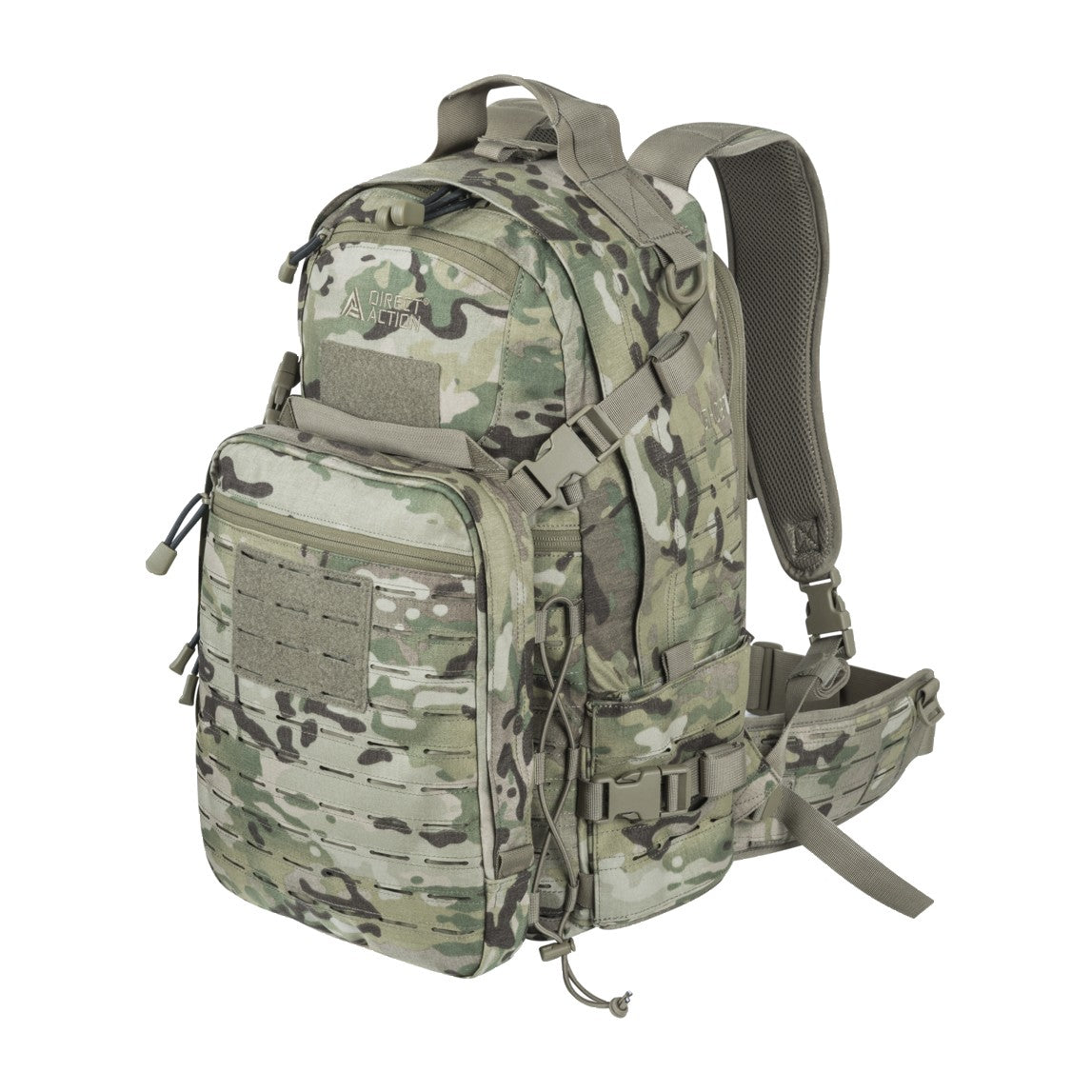 Zaino tattico Direct Action Ghost Mk II da 33 litri in Cordura 500D, con tasca organizer staccabile e cintura MOLLE removibile - colore Multicam
