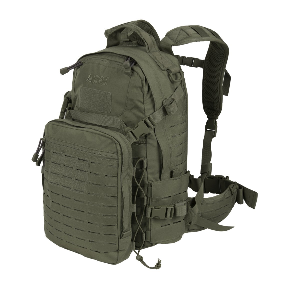 Zaino tattico Direct Action Ghost Mk II da 33 litri in Cordura 500D, con tasca organizer staccabile e cintura MOLLE removibile - colore OD Green