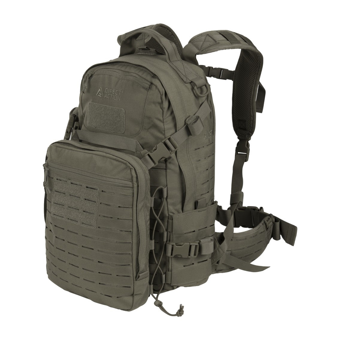 Zaino tattico Direct Action Ghost Mk II da 33 litri in Cordura 500D, con tasca organizer staccabile e cintura MOLLE removibile - colore Ranger Green