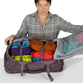 Osprey Fairview 40 Travel Pack zaino da viaggio donna da 40L con cinghie di compressione StraightJacket schienale regolabile e maniglia laterale per trekking e bagaglio a mano