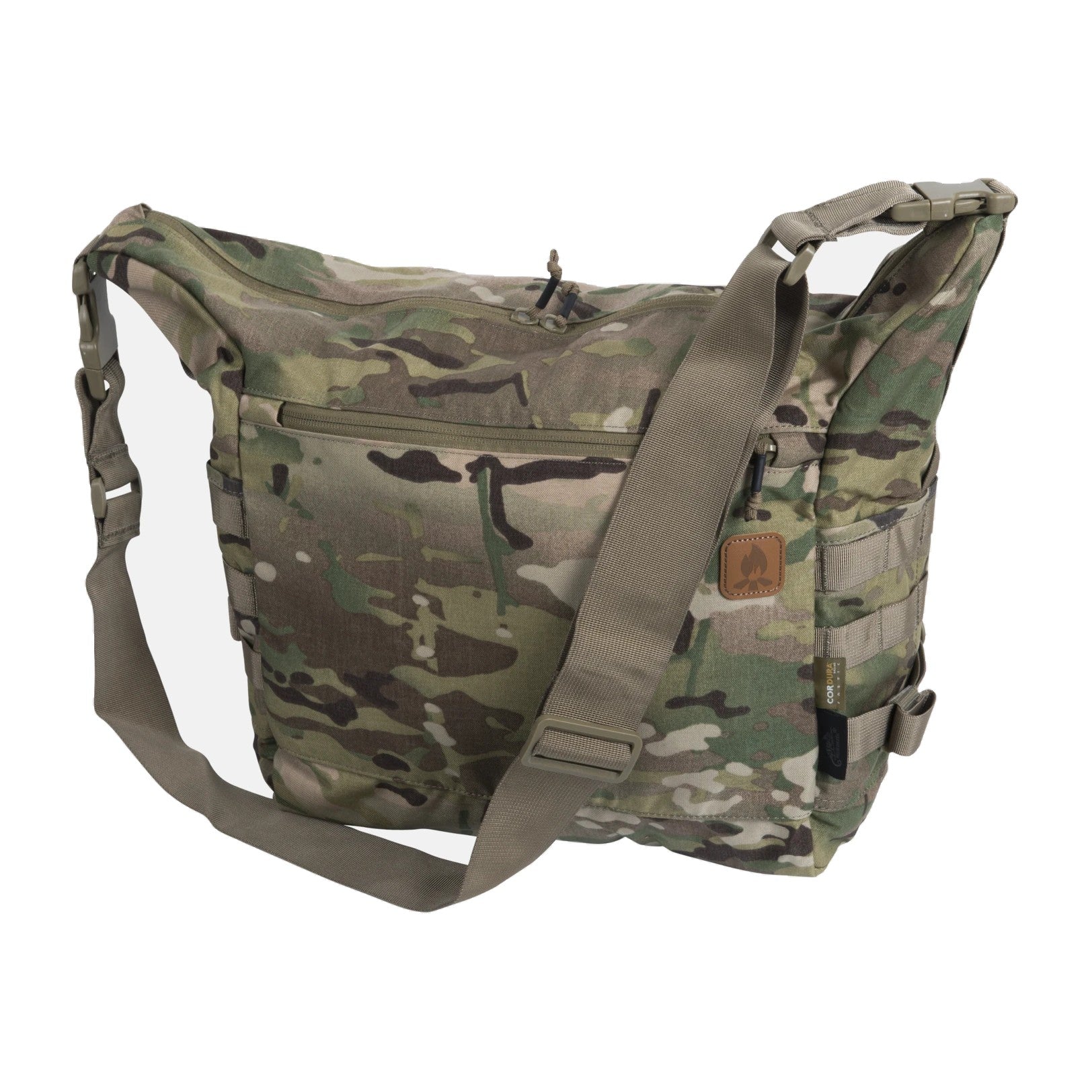 Borsa da campo a tracolla Helikon-Tex Bushcraft Satchel da 21,5 litri in Cordura 500D, con scomparto interno organizzato, tasche esterne, pannelli MOLLE/PALS e tracolla regolabile removibile - colore Multicam