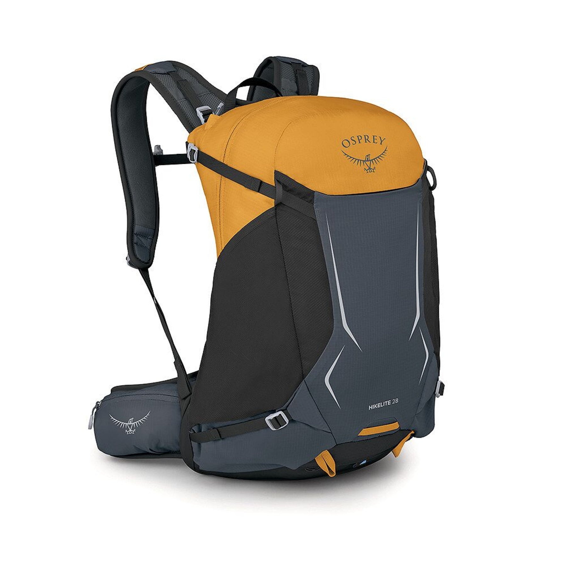 Osprey Hikelite 28 zaino da trekking da 28 litri con schienale ventilato AirSpeed in rete sospesa, tasca frontale shove-it, cintura imbottita con tasche, cinghie di compressione e copertura antipioggia integrata. Zaino tecnico per escursionismo giornaliero e outdoor.