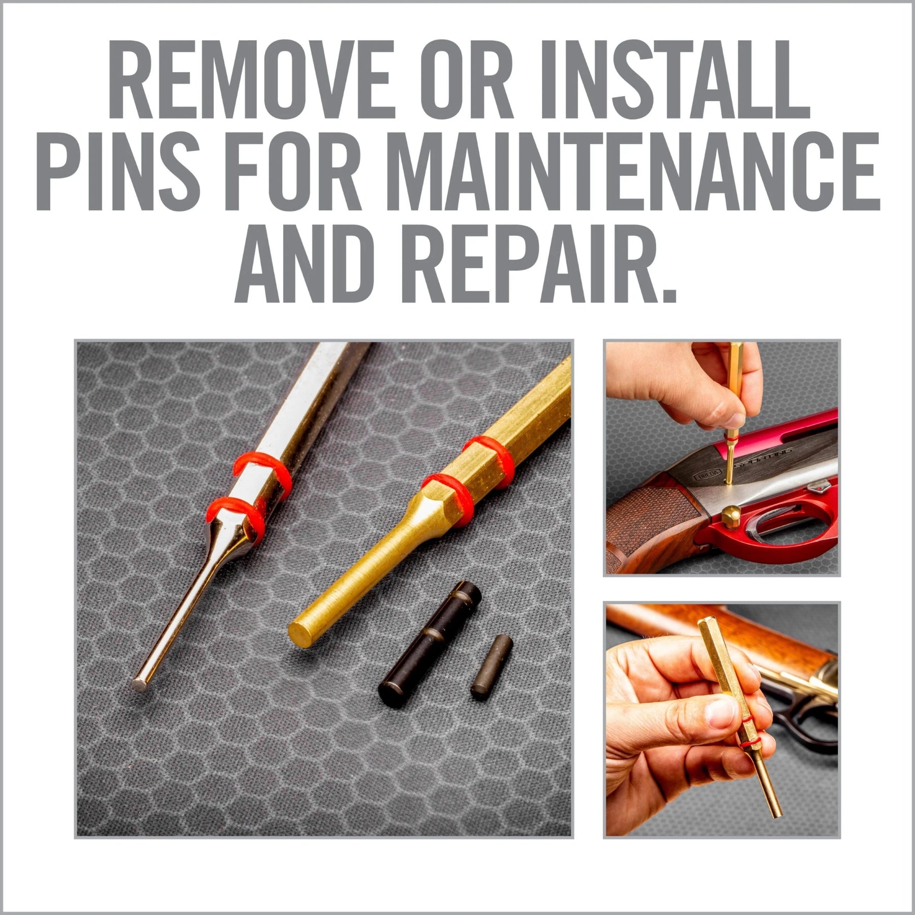 Real Avid Accu-Punch 11-Piece Standard Brass & Steel Pin Punch Set Kit professionale di cacciaspine in ottone e acciaio temprato con custodia rigida organizzata e misure incise per manutenzione armi e armeria di precisione