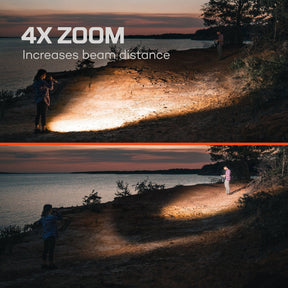 NEBO DAVINCI 8000 torcia LED ricaricabile USB-C da 8000 lumen in alluminio aeronautico anodizzato con selettore magnetico a 5 modalità, zoom 4x regolabile, funzione power bank e protezione IP67 per outdoor ed emergenza