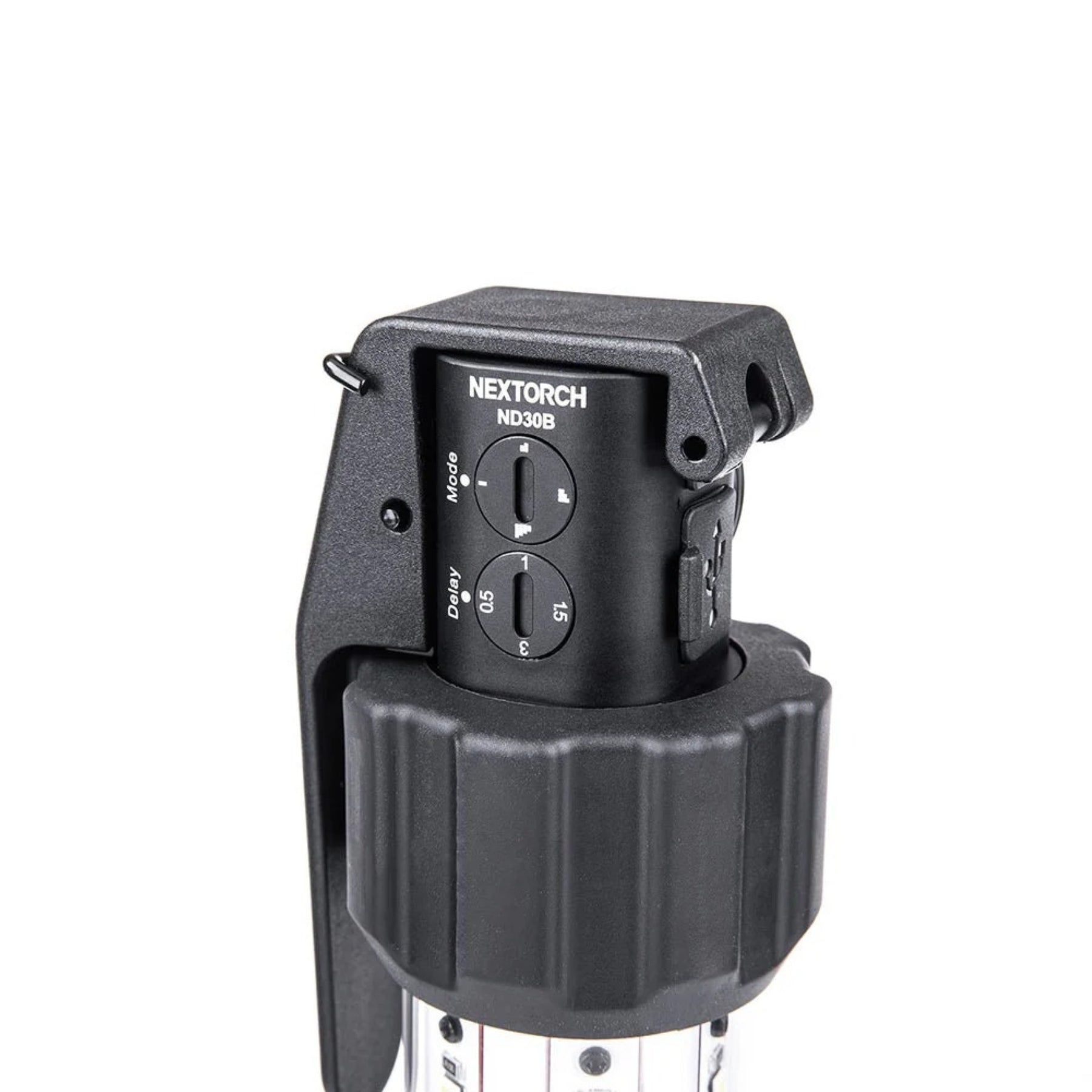 NEXTORCH ND30B Dispositivo di Distrazione Elettronica Civile con selettori rotativi per Mode e Delay, leva di attivazione laterale e pannelli LED ad alta intensità disposti a 360 gradi per segnali stroboscopici accecanti e dissuasione non letale.