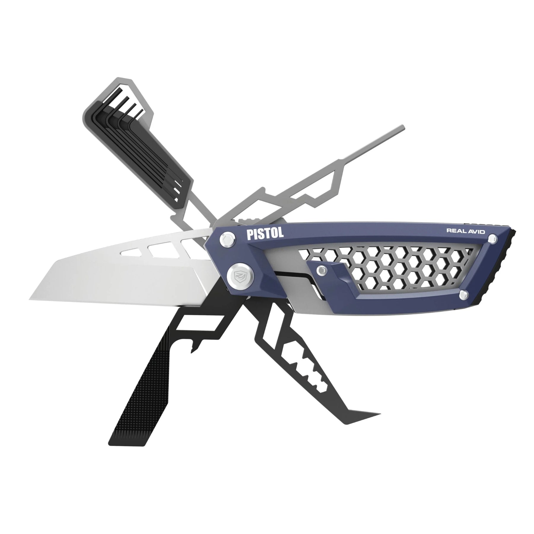 Real Avid Gun Tool Edge Pistol Multitool specifico per la manutenzione e la regolazione di pistole semiautomatiche e revolver dotato di raschietto per depositi di carbonio punzone per perni chiavi esagonali integrati in un design compatto e resistente ideale per l uso in poligono e il porto quotidiano