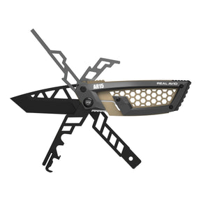 Real Avid Gun Tool Edge AR15 Multitool tascabile specifico per la piattaforma AR15 con raschietto per gruppo otturatoredal design compatto a scheletro per manutenzione rapida e regolazione