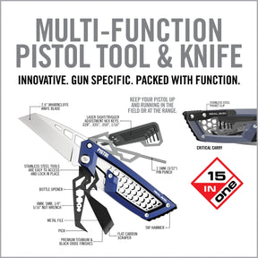 Real Avid Gun Tool Edge Pistol Multitool specifico per la manutenzione e la regolazione di pistole semiautomatiche e revolver dotato di raschietto per depositi di carbonio punzone per perni chiavi esagonali integrati in un design compatto e resistente ideale per l uso in poligono e il porto quotidiano