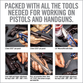 Real Avid Gun Tool Edge Pistol Multitool specifico per la manutenzione e la regolazione di pistole semiautomatiche e revolver dotato di raschietto per depositi di carbonio punzone per perni chiavi esagonali integrati in un design compatto e resistente ideale per l uso in poligono e il porto quotidiano