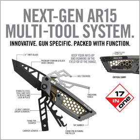 Real Avid Gun Tool Edge AR15 Multitool tascabile specifico per la piattaforma AR15 con raschietto per gruppo otturatoredal design compatto a scheletro per manutenzione rapida e regolazione
