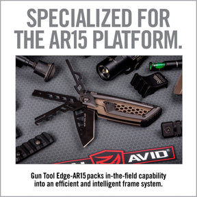 Real Avid Gun Tool Edge AR15 Multitool tascabile specifico per la piattaforma AR15 con raschietto per gruppo otturatoredal design compatto a scheletro per manutenzione rapida e regolazione