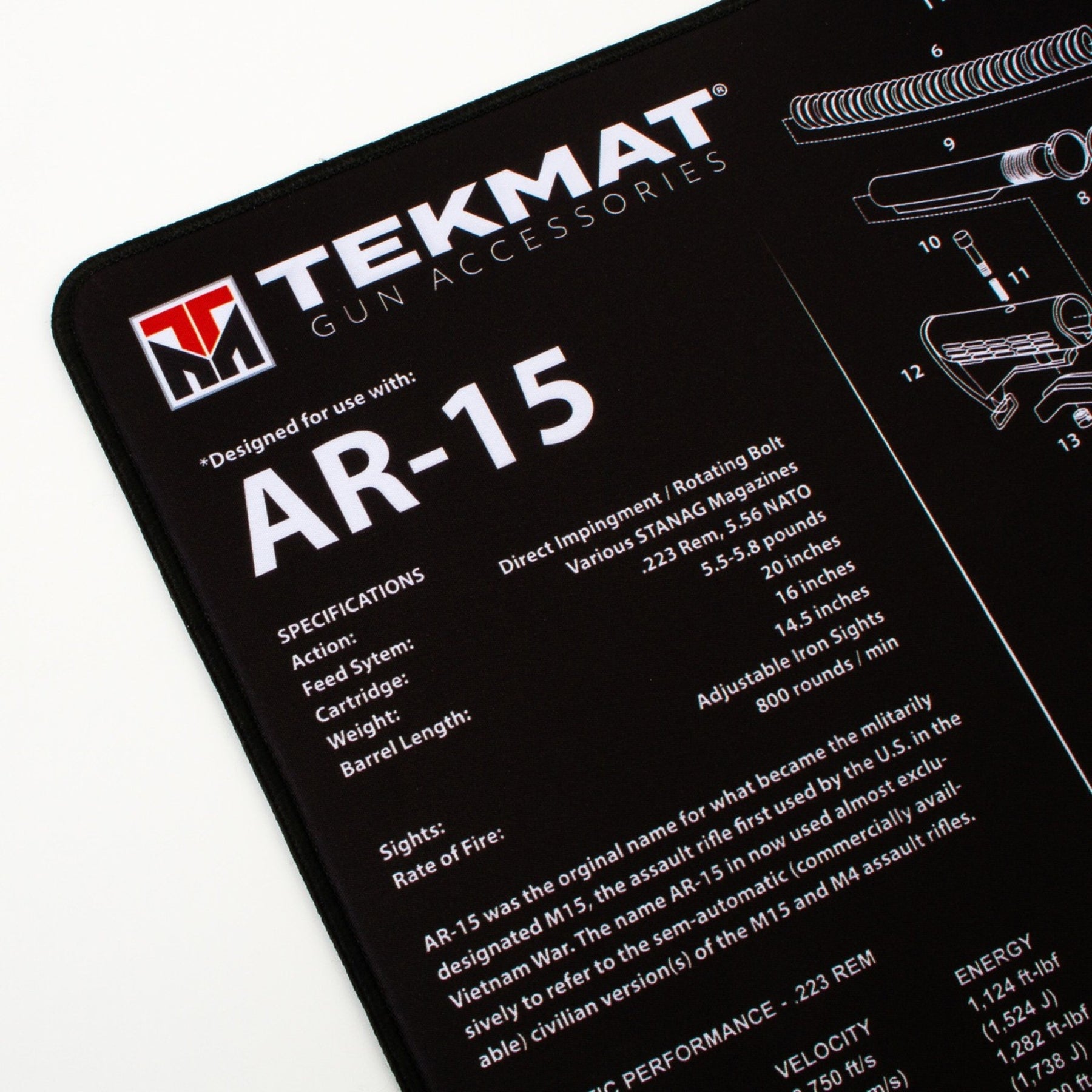 TEKMAT | AR - 15 ULTRA PREMIUM GUN CLEANING MAT - Tappetino per manutenzione armi - BackPacco - BP-TEKMAT-R44-AR15