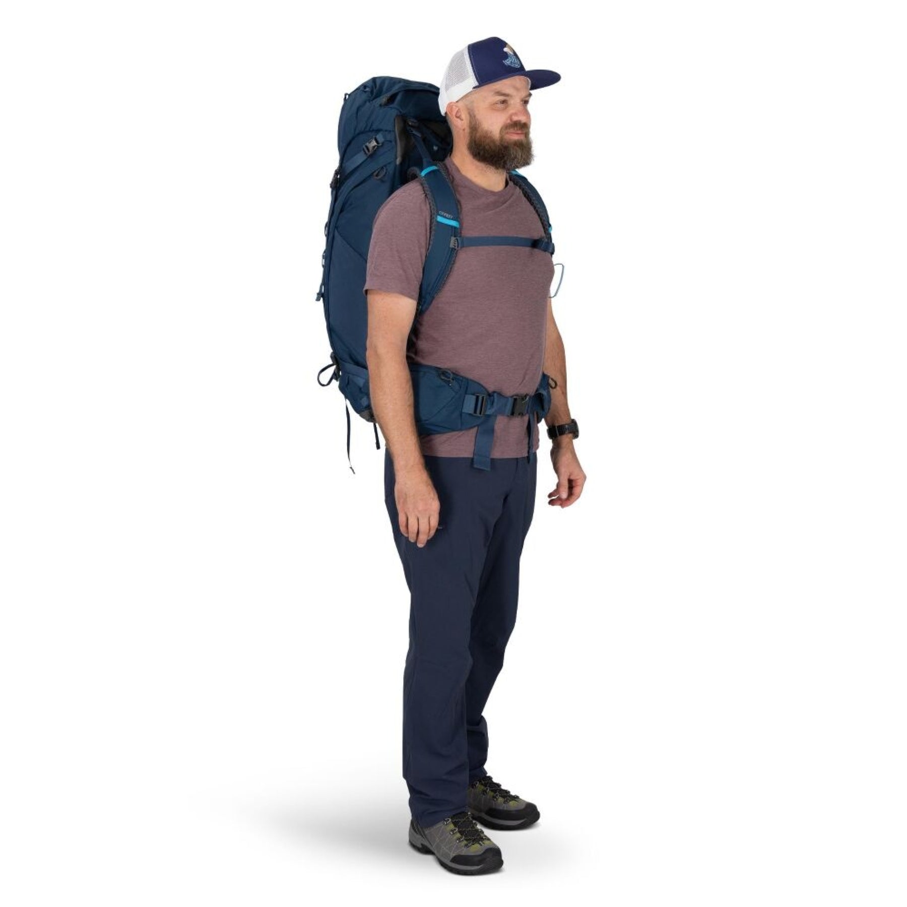 Osprey Kestrel 38 zaino uomo da trekking e hiking da 38 litri con schienale regolabile e traspirante AirScape, raincover integrata, scomparto inferiore per sacco a pelo, attacco bastoncini Stow-on-the-Go, cinghie di compressione e tasche con zip sulla cintura ventrale per escursioni.