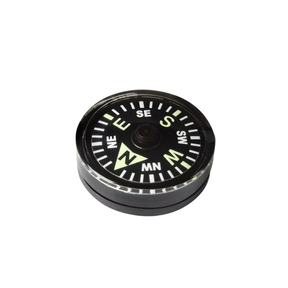 Bussola a bottone Helikon-Tex Button Compass, di colore nero con indicazioni direzionali in verde fosforescente,strumento essenziale per kit di sopravvivenza, navigazione e orientamento sul campo