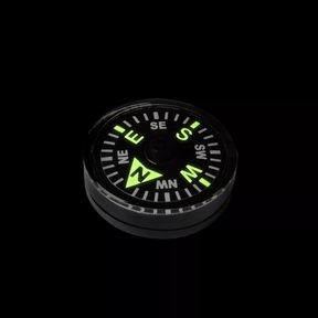 Bussola a bottone Helikon-Tex Button Compass, di colore nero con indicazioni direzionali in verde fosforescente,strumento essenziale per kit di sopravvivenza, navigazione e orientamento sul campo